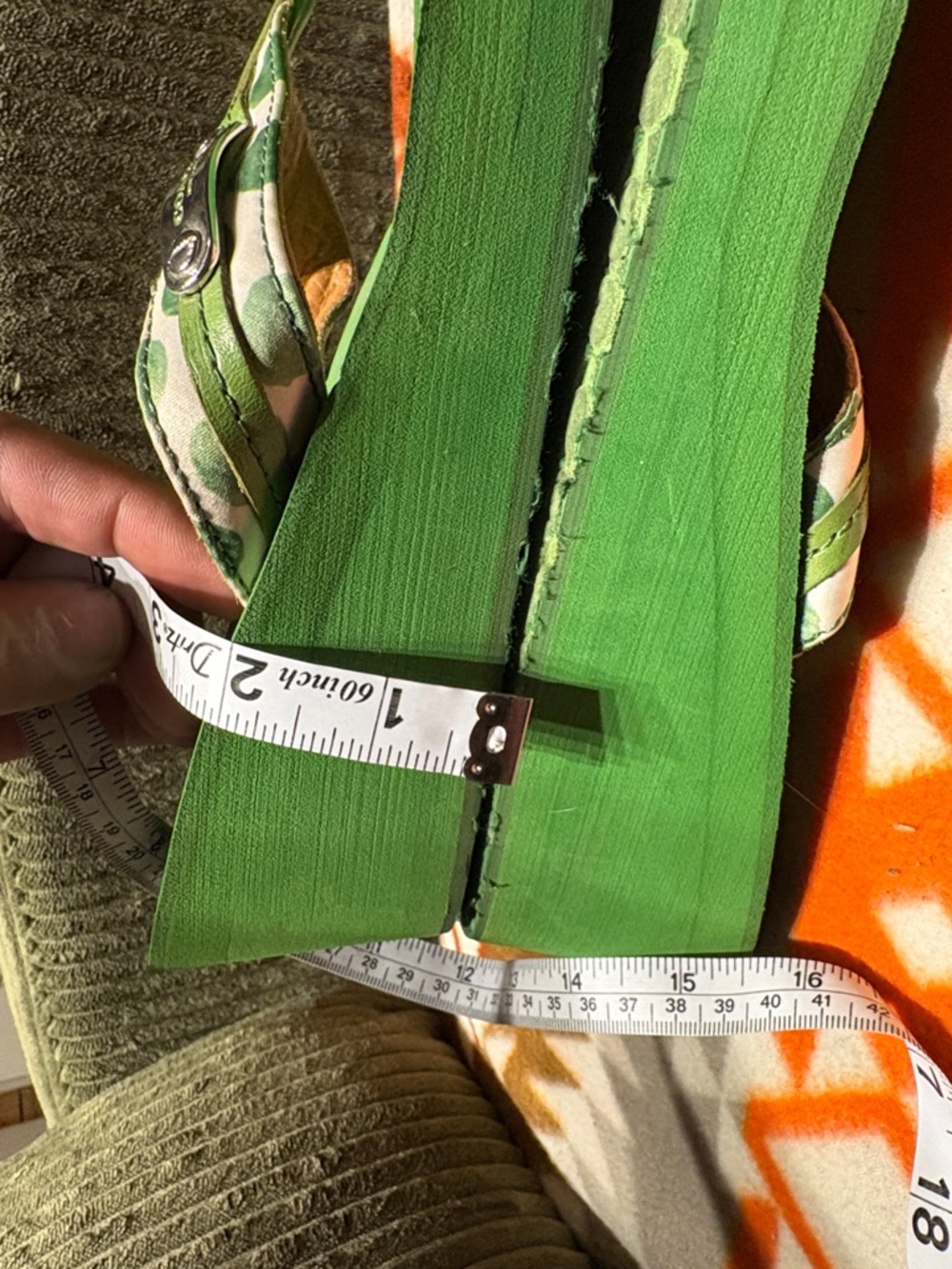 Coach Green Leather Thong Wedge Sandals - Picture 6 of 6